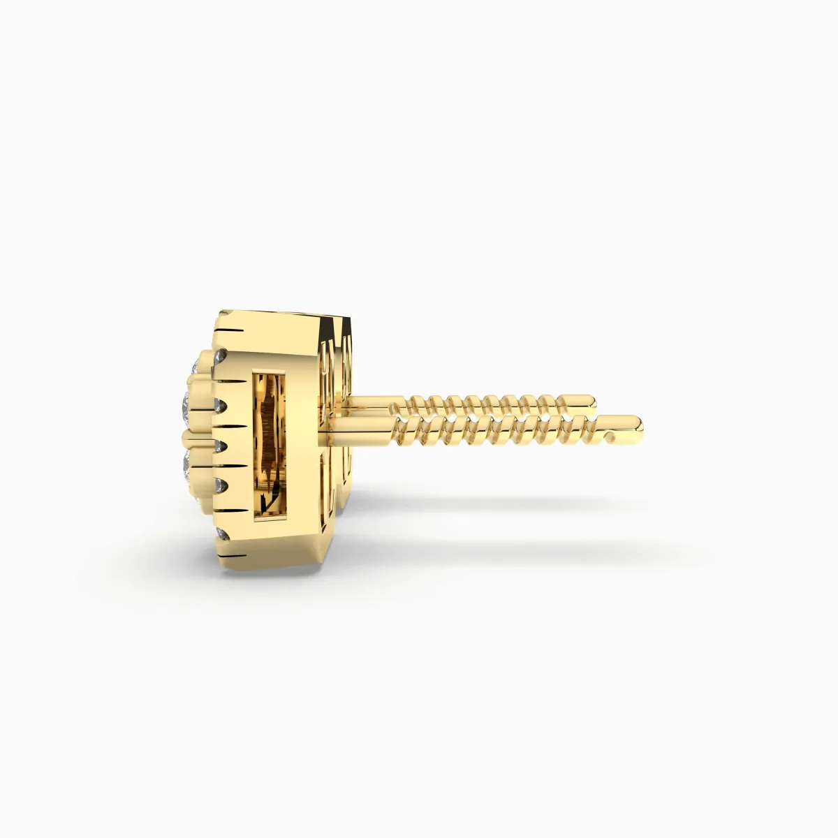 Gold Vintage Inspired Square Natural Diamond Stud Earrings