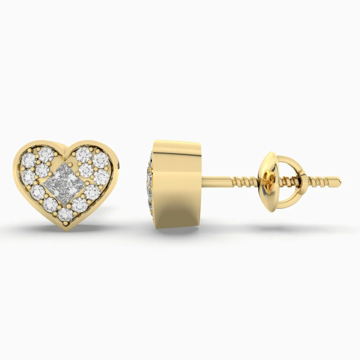 Elegant Sparkling Heart Halo Natural Diamond Stud Earrings For Women