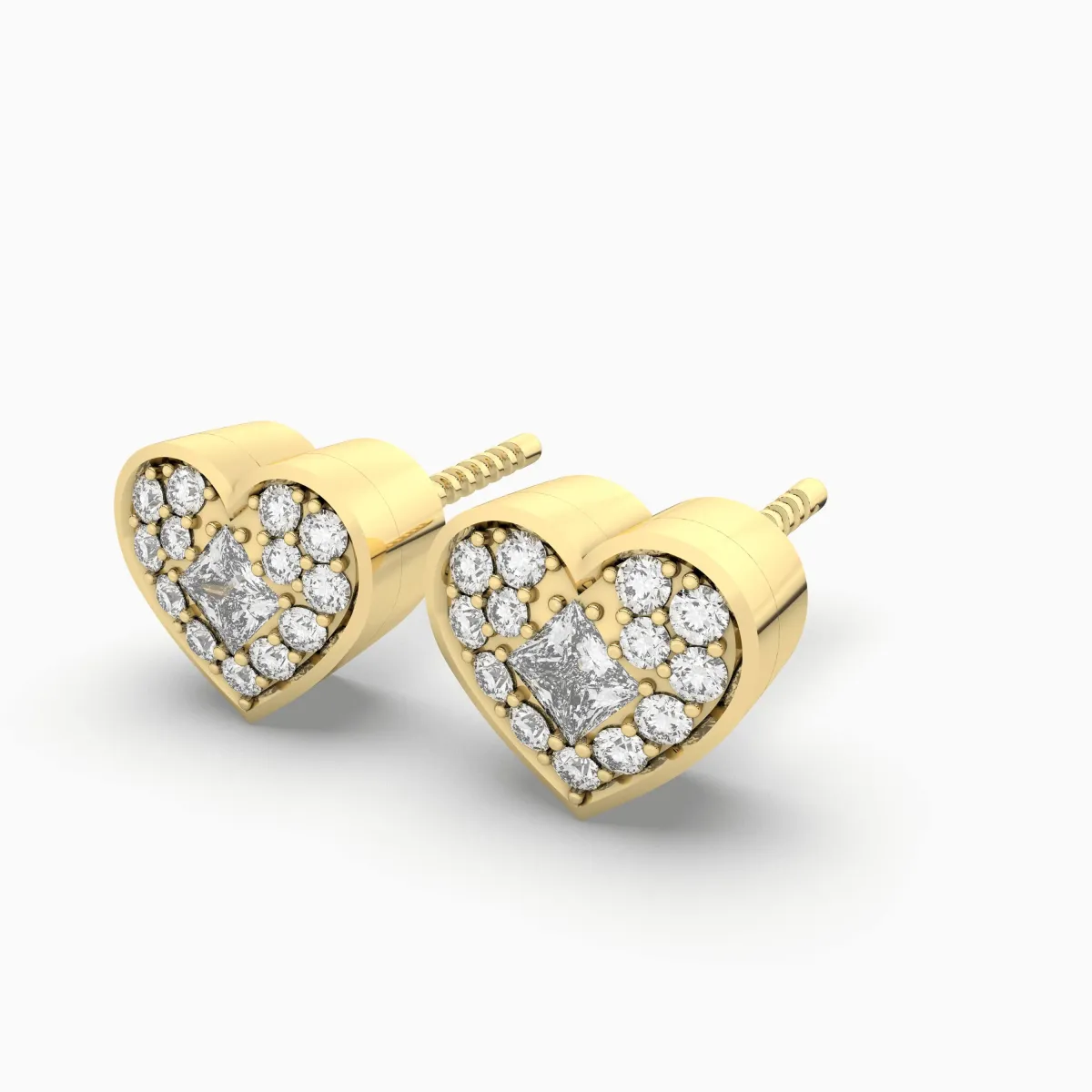 Elegant Sparkling Heart Halo Natural Diamond Stud Earrings For Women