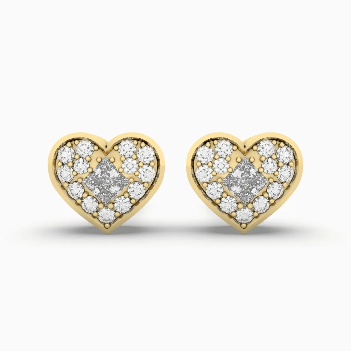 Elegant Sparkling Heart Halo Natural Diamond Stud Earrings For Women