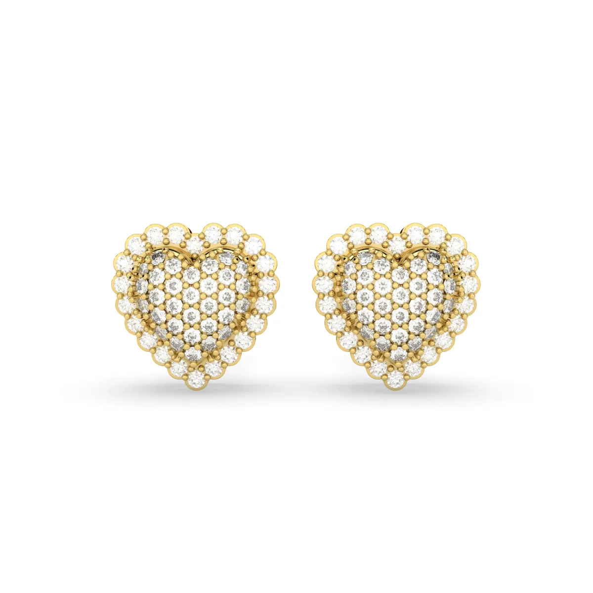 Natural Diamond Heart-Shaped Stud Earrings For Women