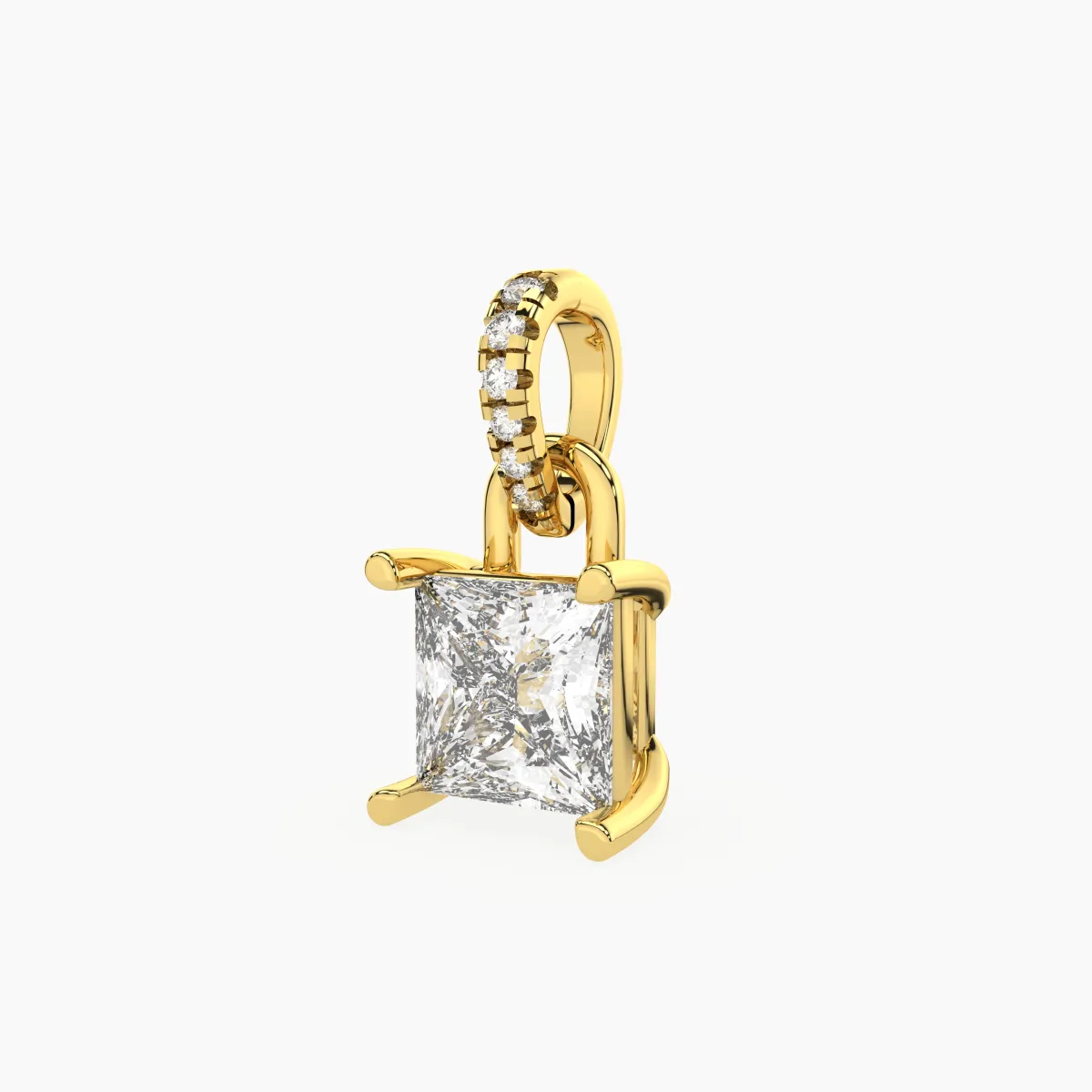 Classic Princess Cut Lab Grown Diamond Solitaire Pendant