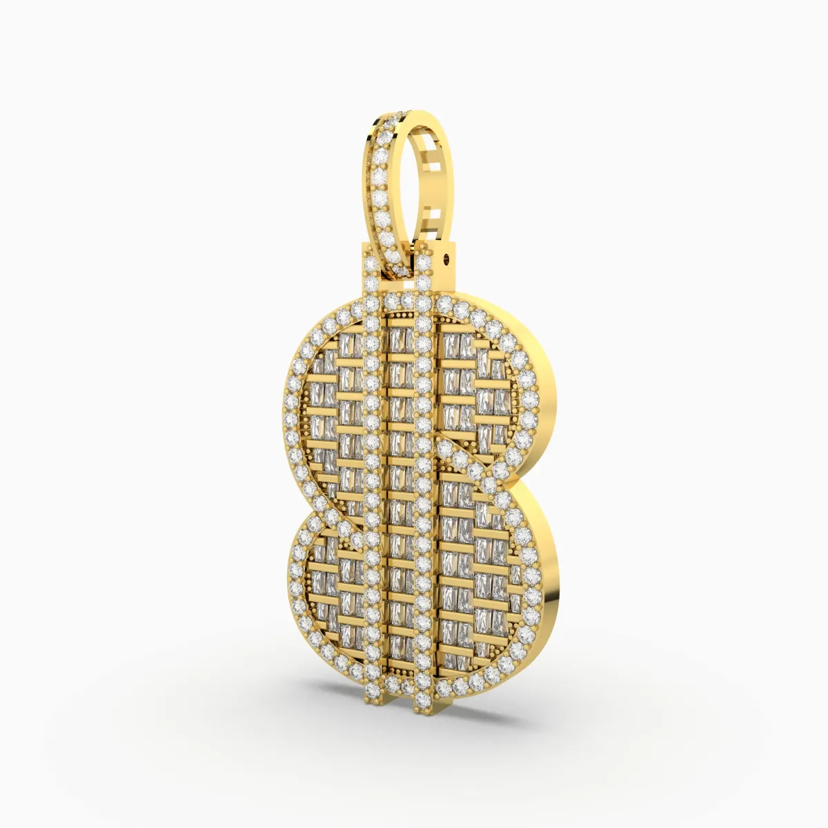 Iced Out Dollar Ssign Pendant