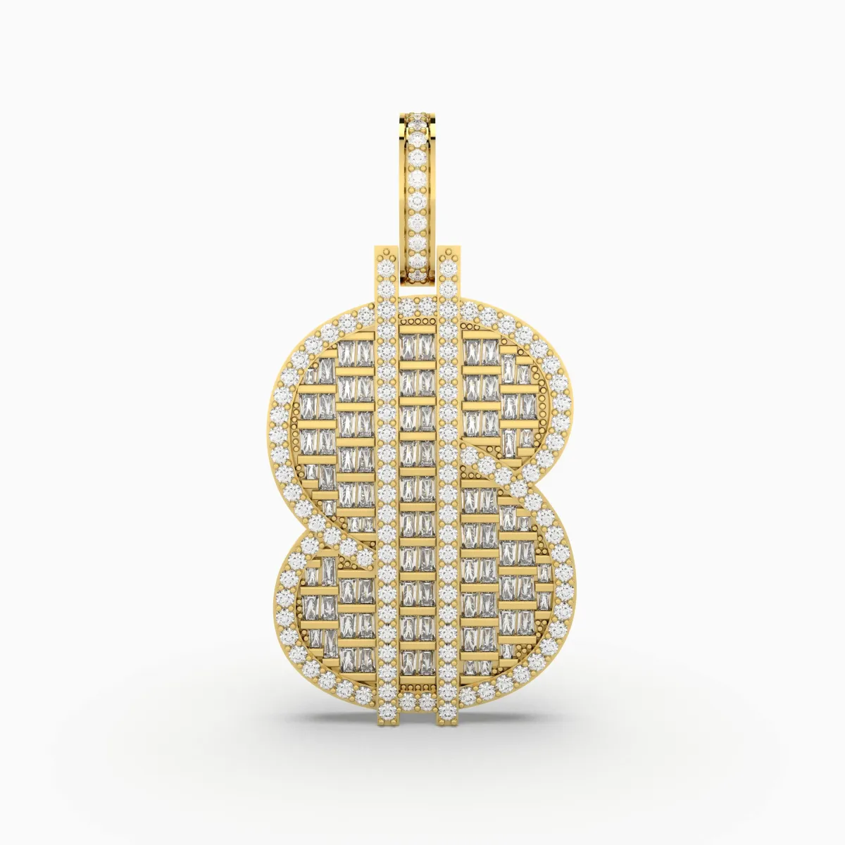 Iced Out Dollar Ssign Pendant