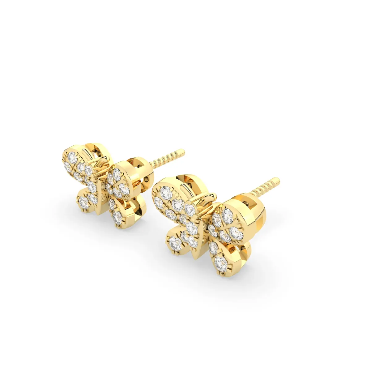Solid Gold Butterfly Earrings With 0.16 CT.T.W Natural Diamonds