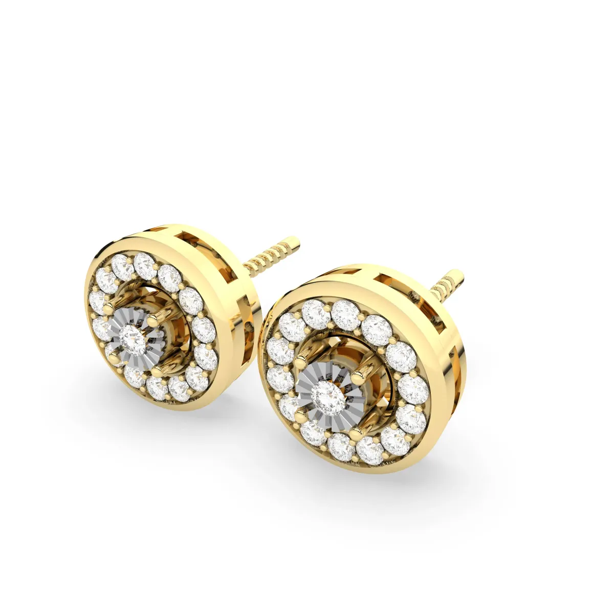 0.15 CT.T.W Gold Round Natural Diamond Stud Earring For Women