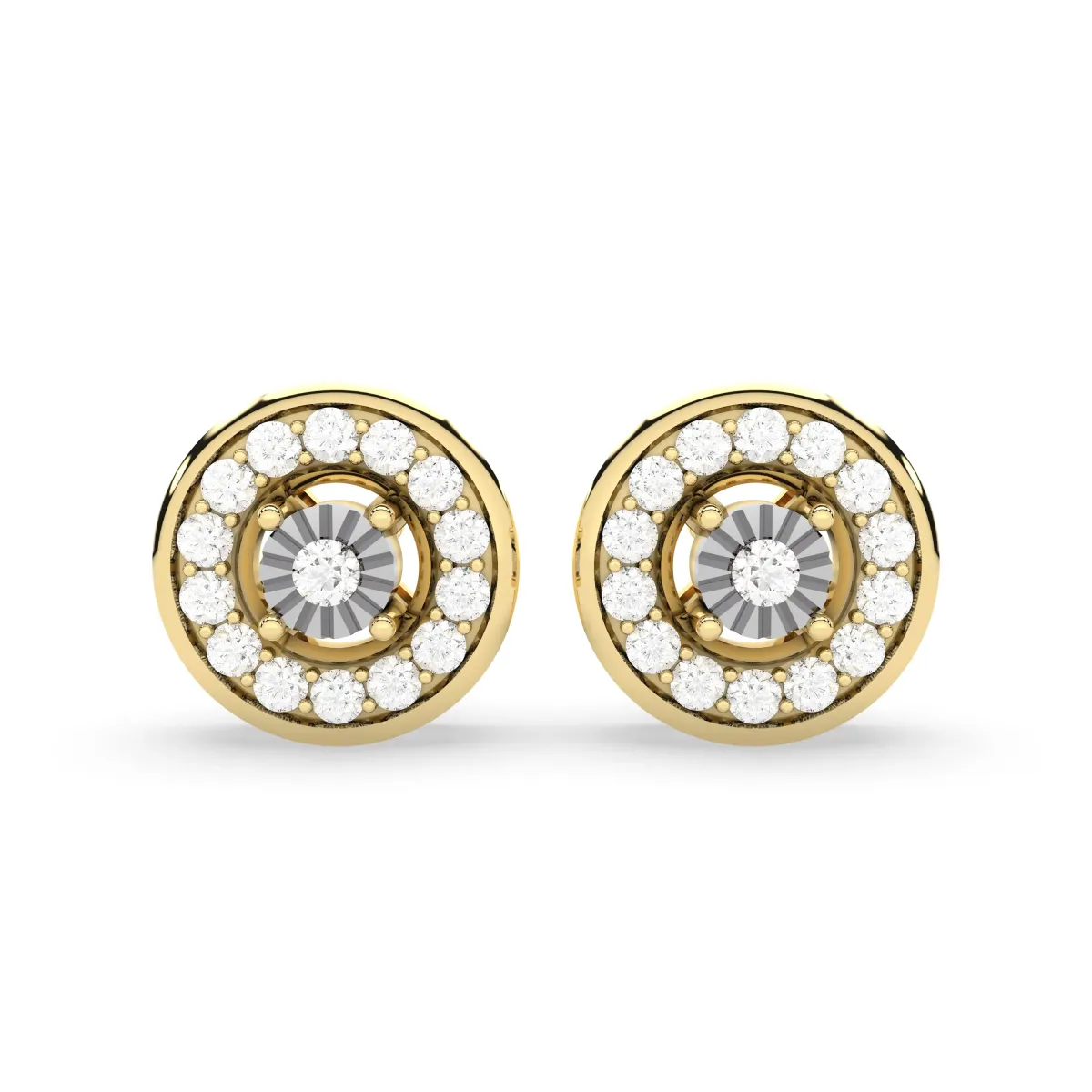 0.15 CT.T.W Gold Round Natural Diamond Stud Earring For Women