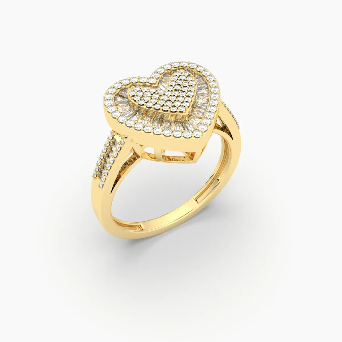 Dual Tone Heart Shaped Natural Diamonds Ring