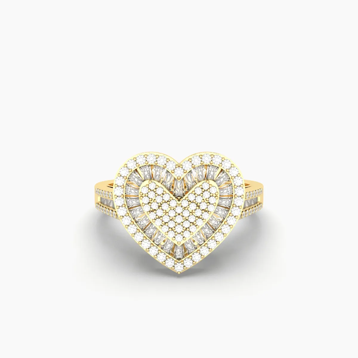 Dual Tone Heart Shaped Natural Diamonds Ring
