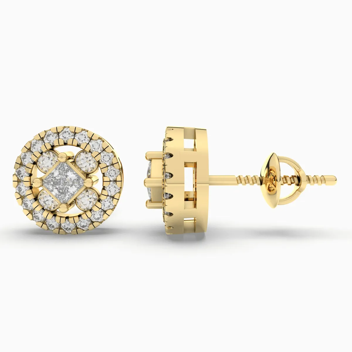 Round Natural Diamond Stud Earrings - 0.30 CT Prong Setting