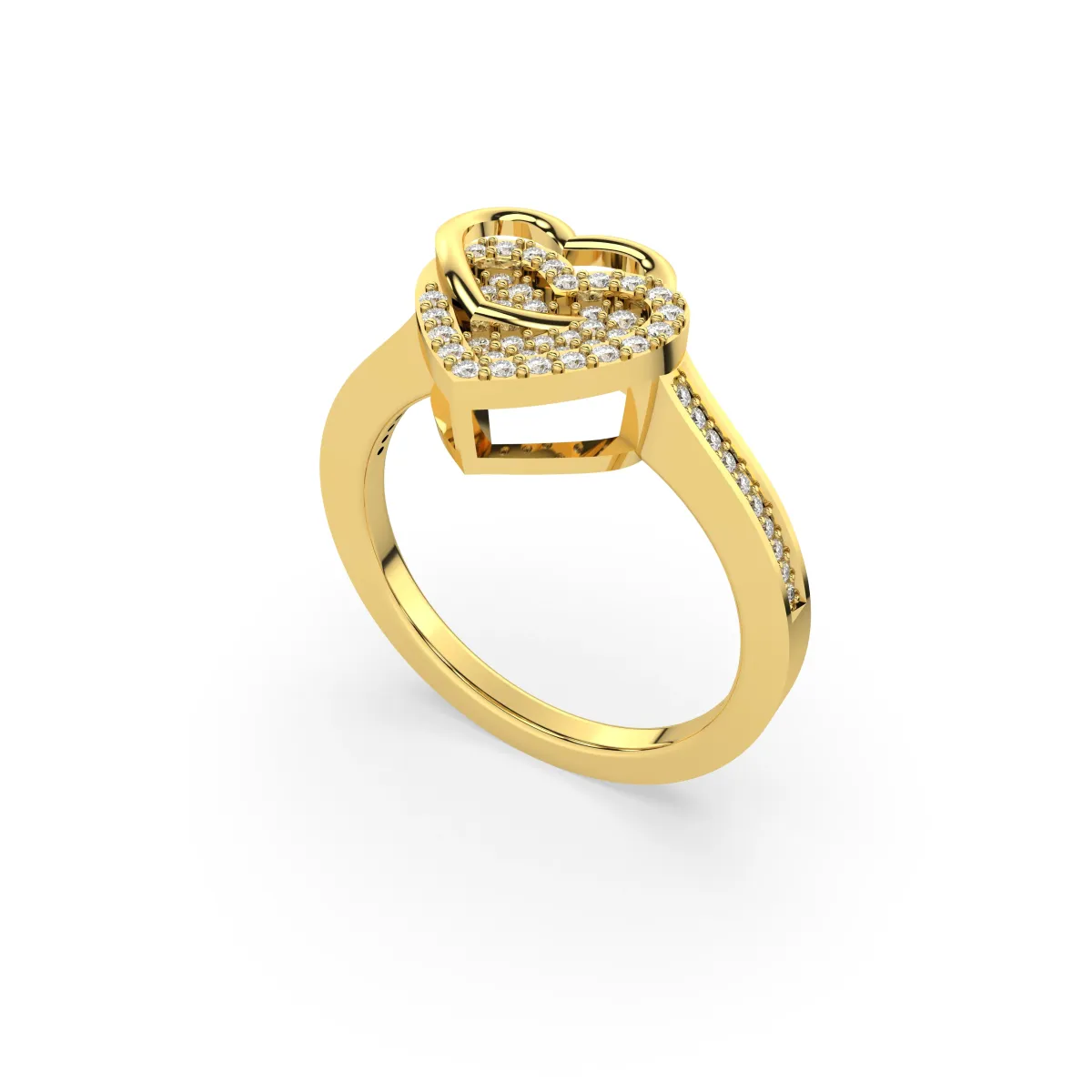 Dual Heart Motif Natural Diamond Ring