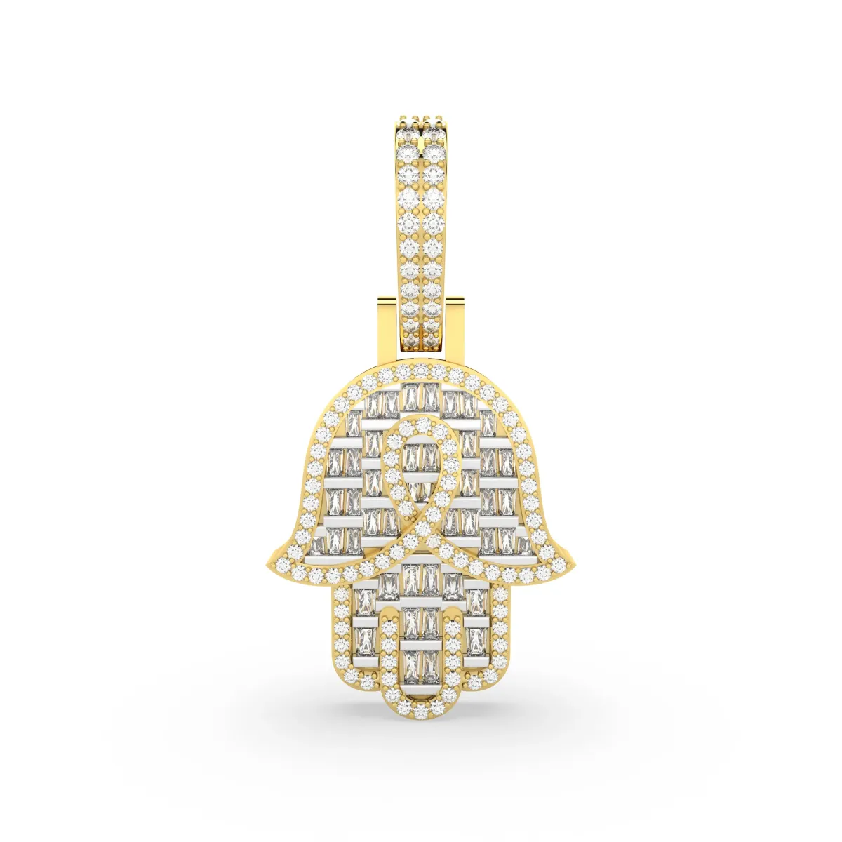 Hamsa Hand Natural Diamond Charm Pendant