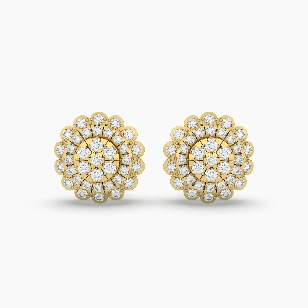 Round Natural Diamond Halo Stud Earrings