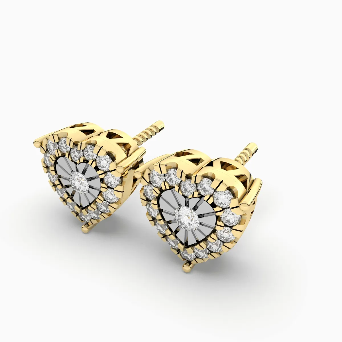 Womens Glittering Heart Natural Diamond Stud Earring