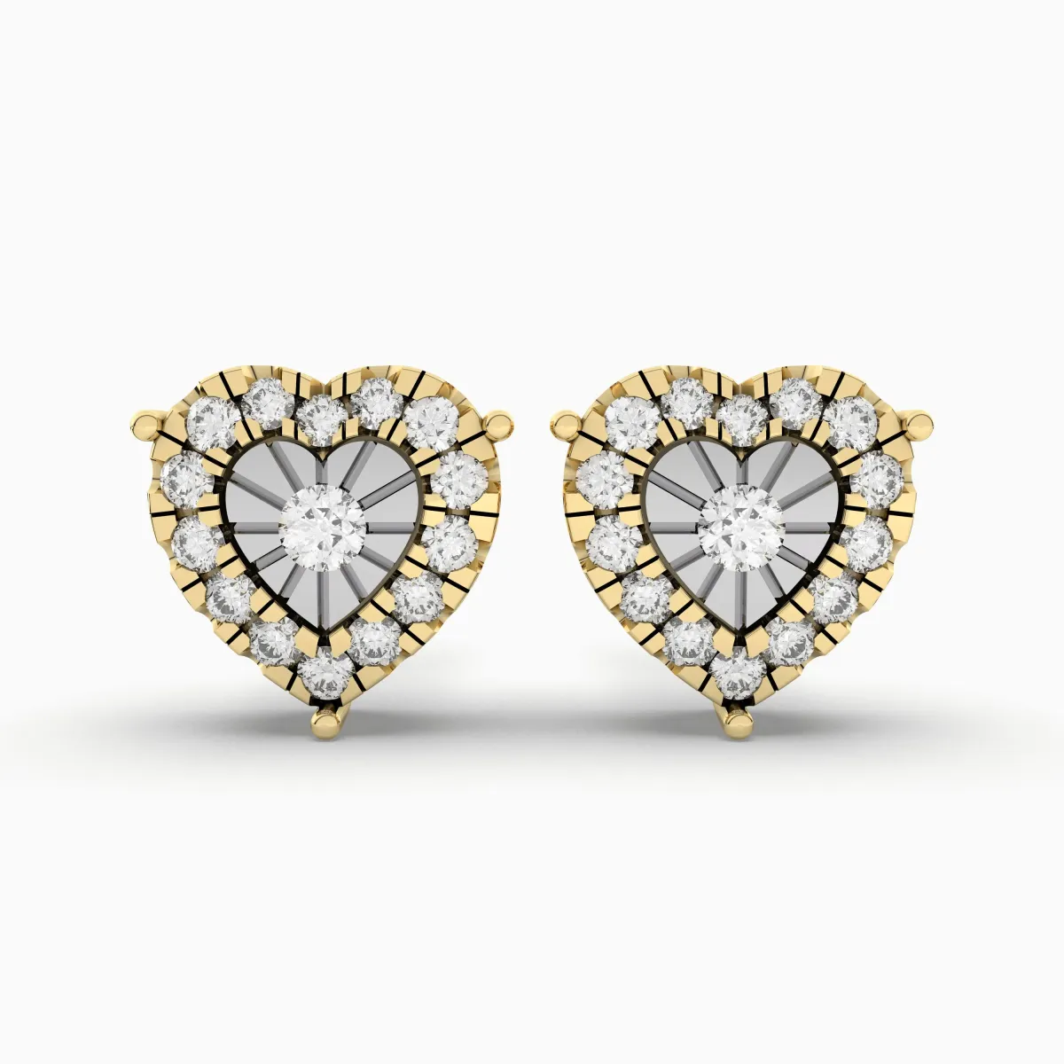 Womens Glittering Heart Natural Diamond Stud Earring