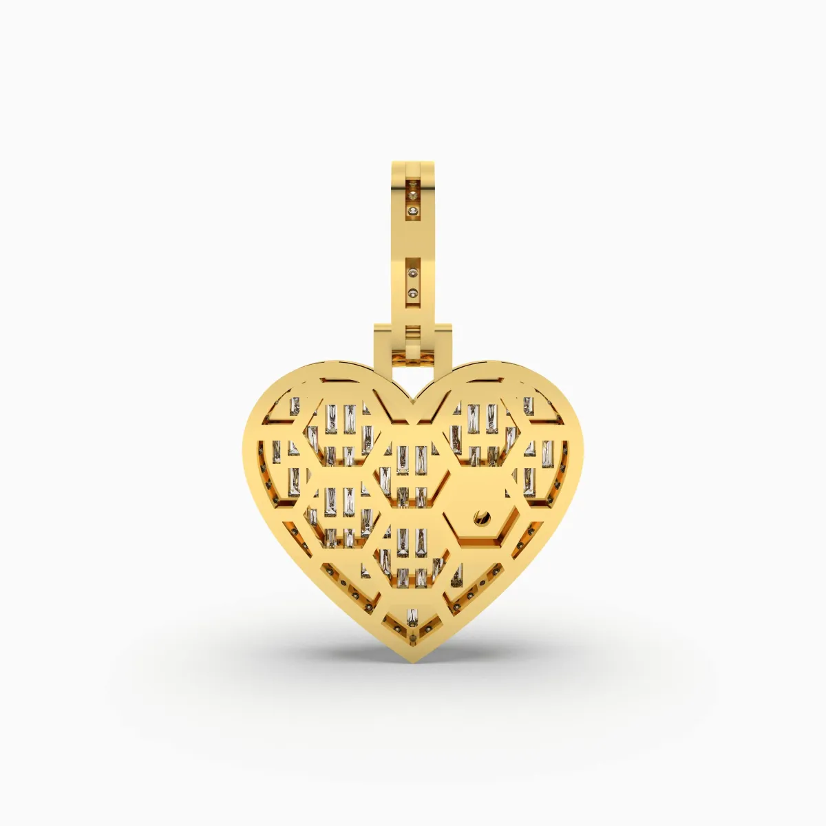 Baguette And Round Natural Diamond Heart Pendant