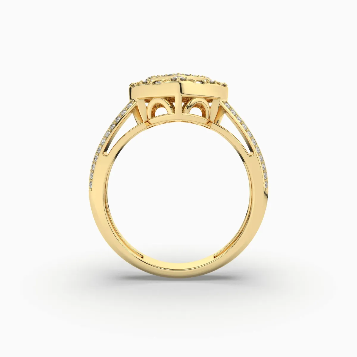 Heart Shape Ring With 0.41 CT Baguette And Round Natural Diamond