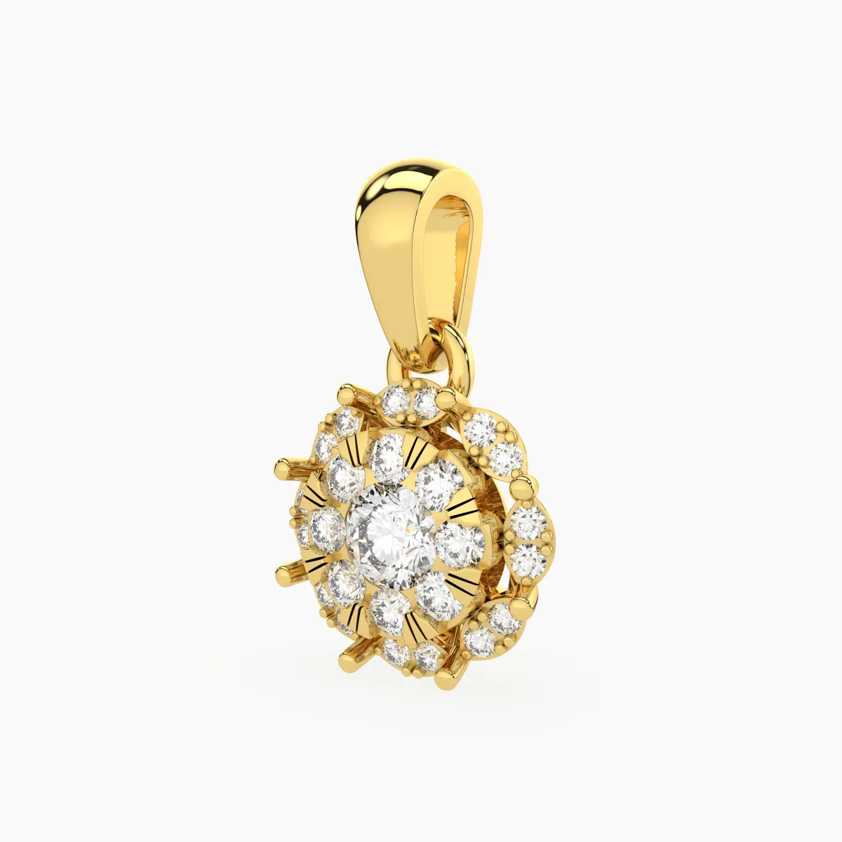 Dazzling Center Round Lab Grown Diamond Cluster Halo Pendant
