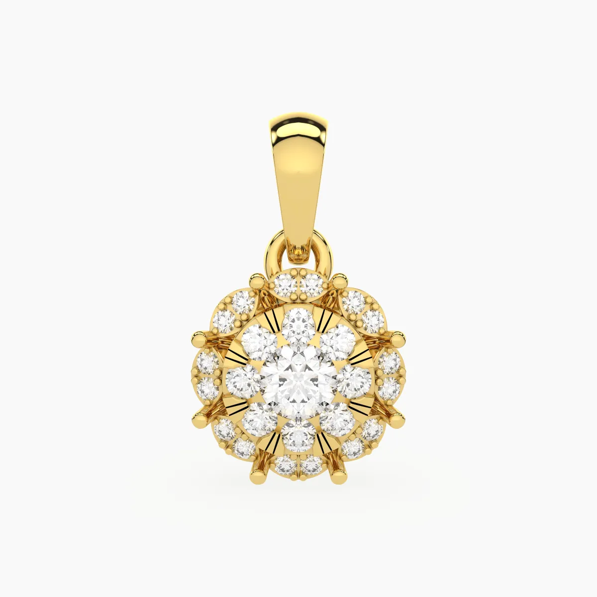 Dazzling Center Round Lab Grown Diamond Cluster Halo Pendant