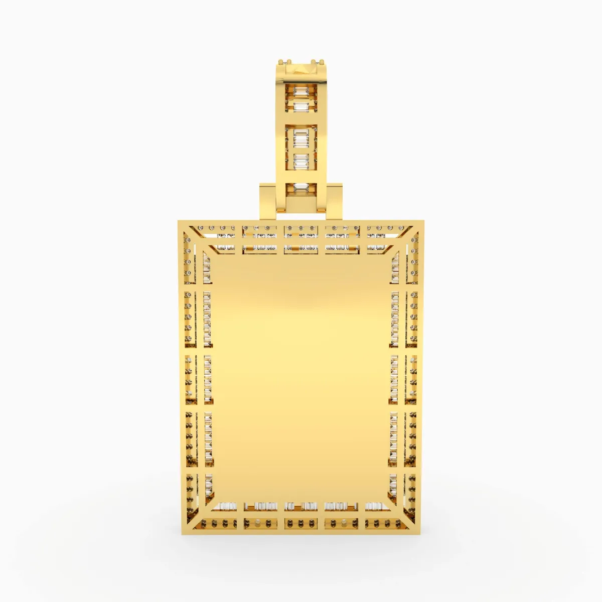 Rectangle Shaped Natural Diamond Memory Charm Pendant