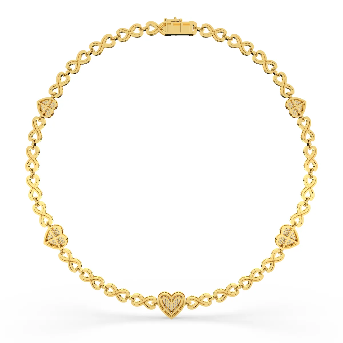 Sterling Natural Diamond Heart Link Necklace For Women