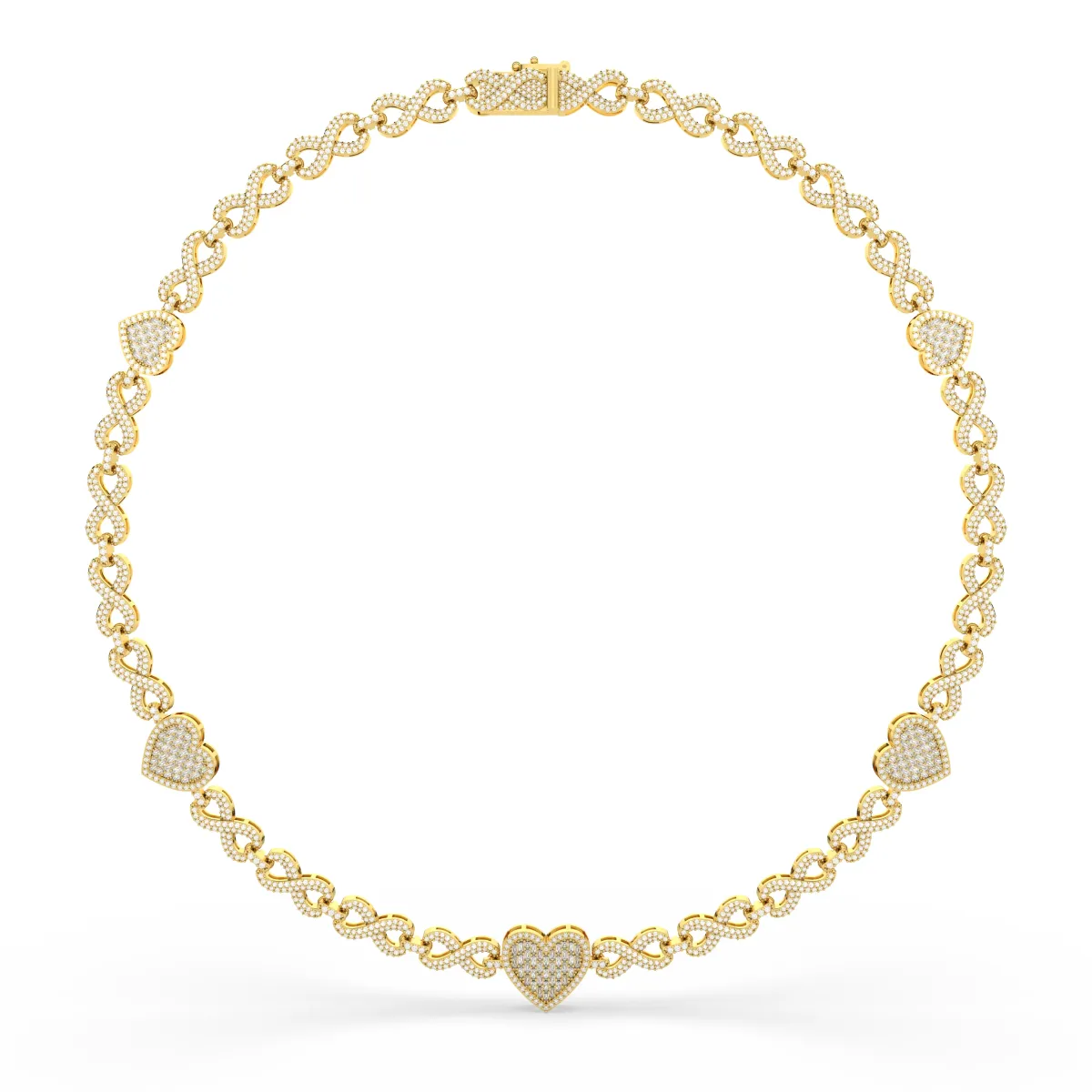 Sterling Natural Diamond Heart Link Necklace For Women