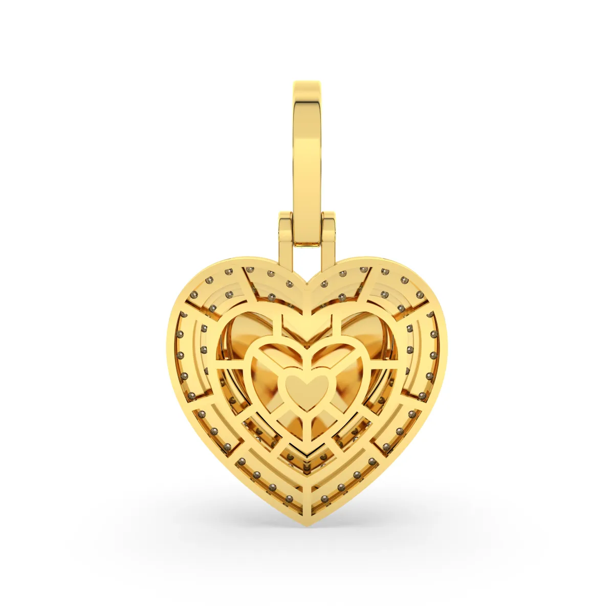 Natural Diamond Heart Pendant With Encrusted Border