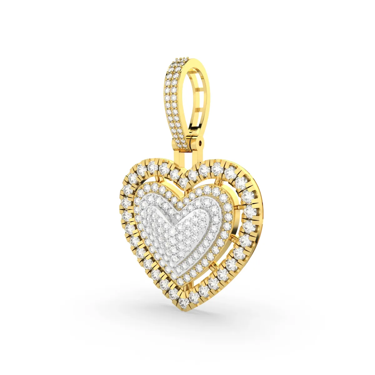 Iced Out Dripping Heart Natural Diamond Pendant For Women