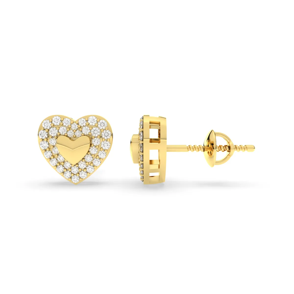 Women'S Heart-Shaped Natural Diamond Stud Earrings