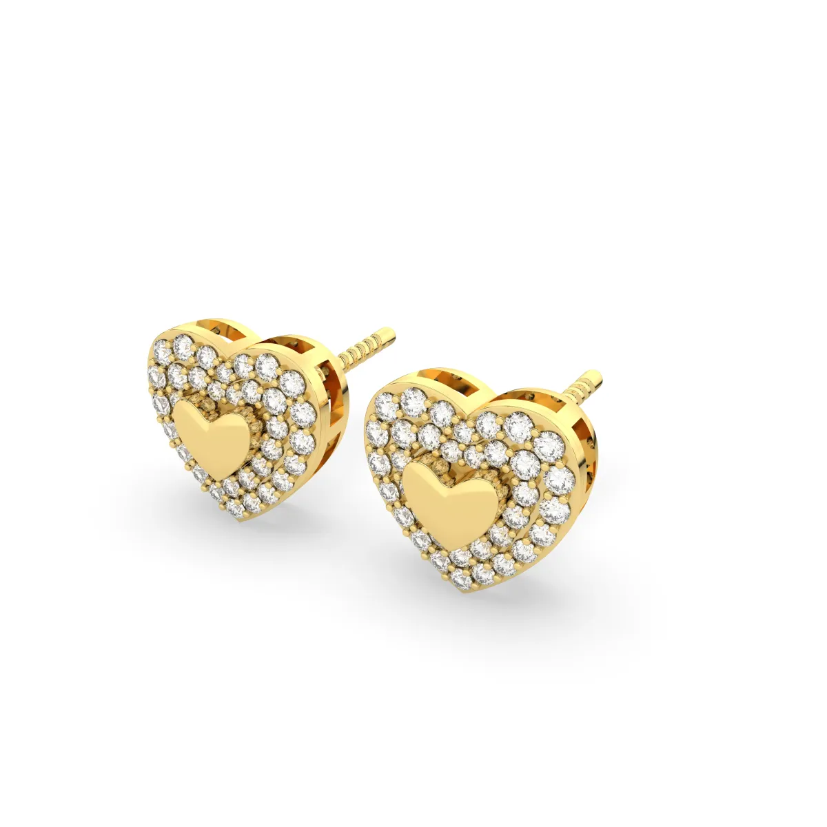 Women'S Heart-Shaped Natural Diamond Stud Earrings