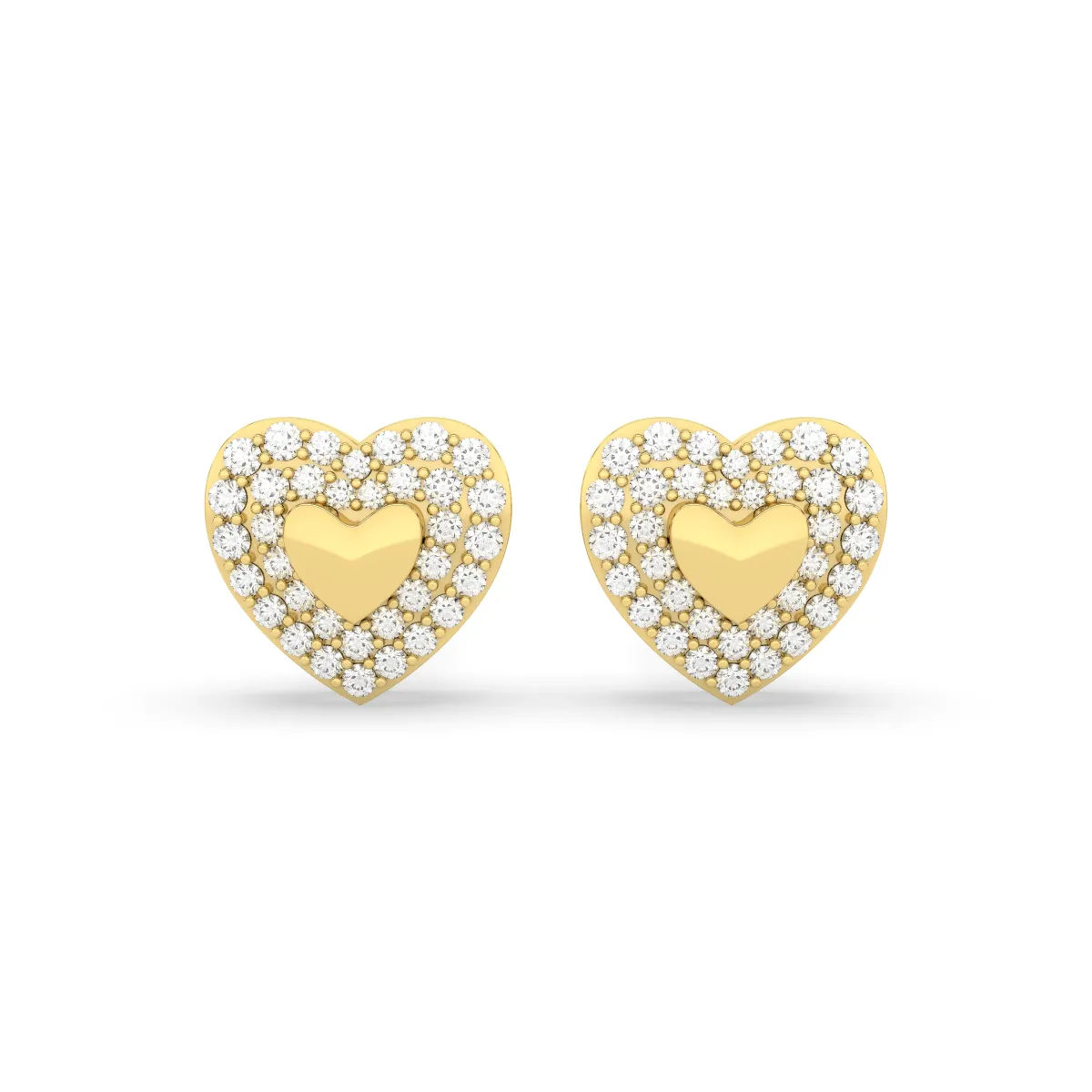 Women'S Heart-Shaped Natural Diamond Stud Earrings