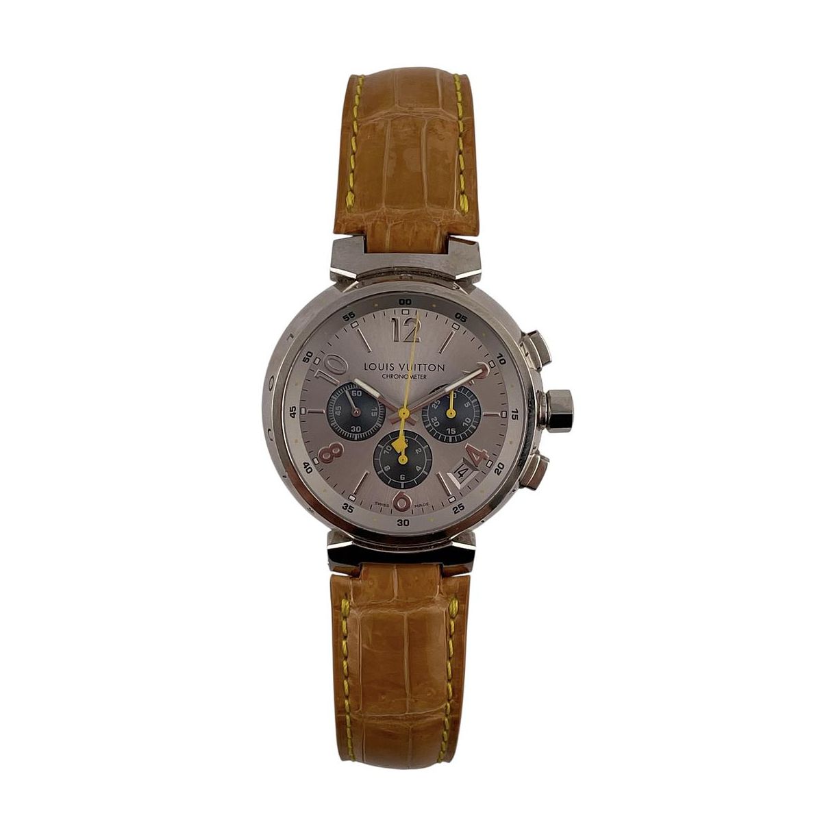 Louis Vuitton Tambour Slate Grey Dial on Leather Strap Ref. Q11430