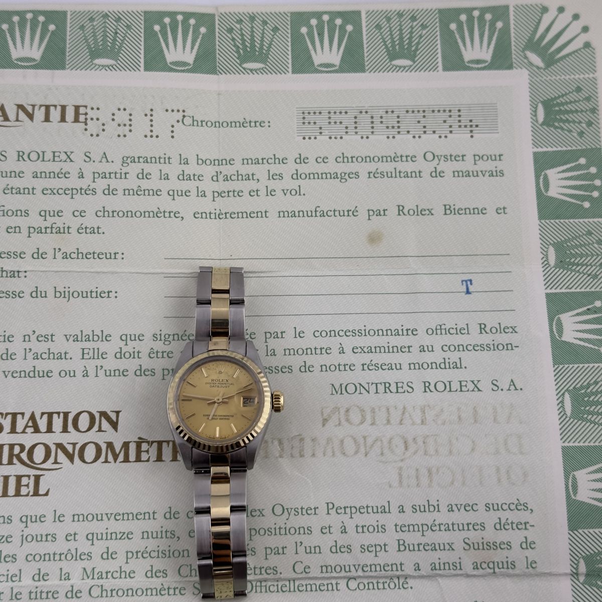 Rolex Datejust Champagne Stick Dial on Oyster Bracelet Ref. 6917 Papers 1978