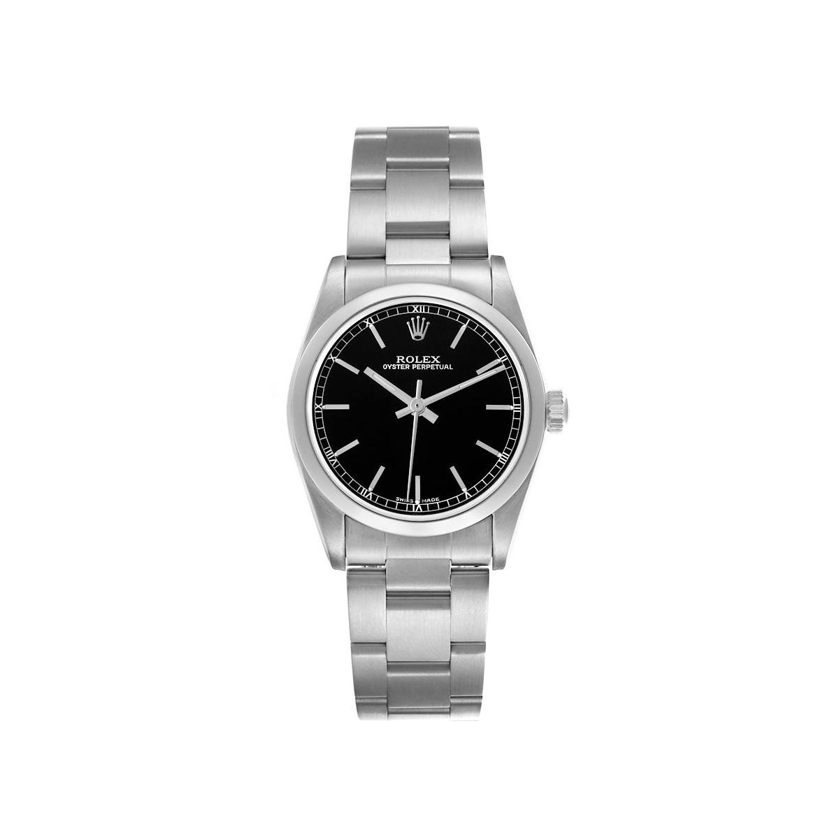 Rolex Oyster Perpetual Black Dial on Oyster Ref. 77080 Papers Open Date