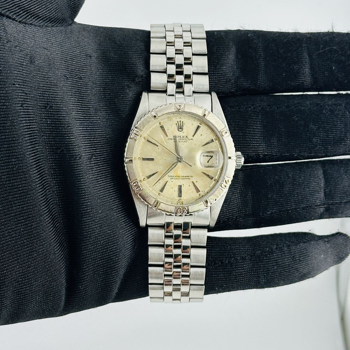 Rolex Datejust Thunderbird Silver Stick Dial on Folded Jubilee Bracelet Ref. 1625 1960