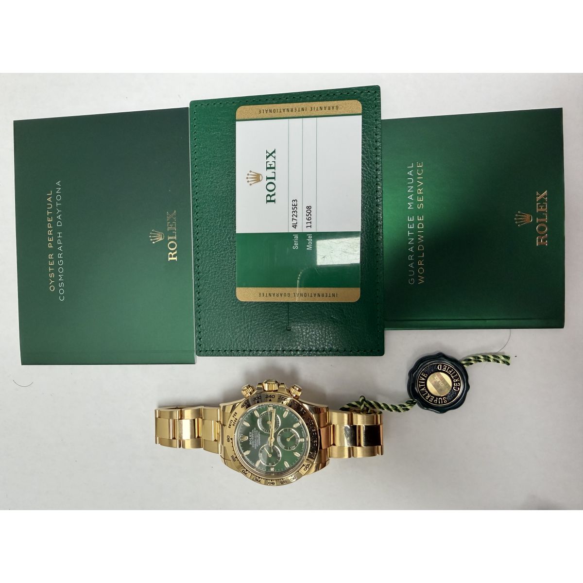 Rolex Daytona Green Stick Dial on Oyster Ref. 116508 Card 2018