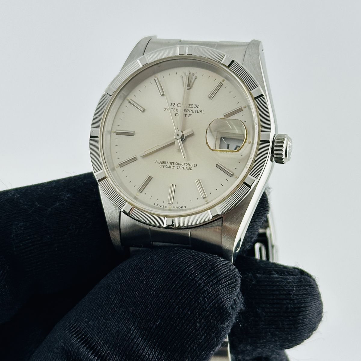 Rolex Oyster Perpetual Date Silver Stick Dial on Oyster Ref. 15210 1990