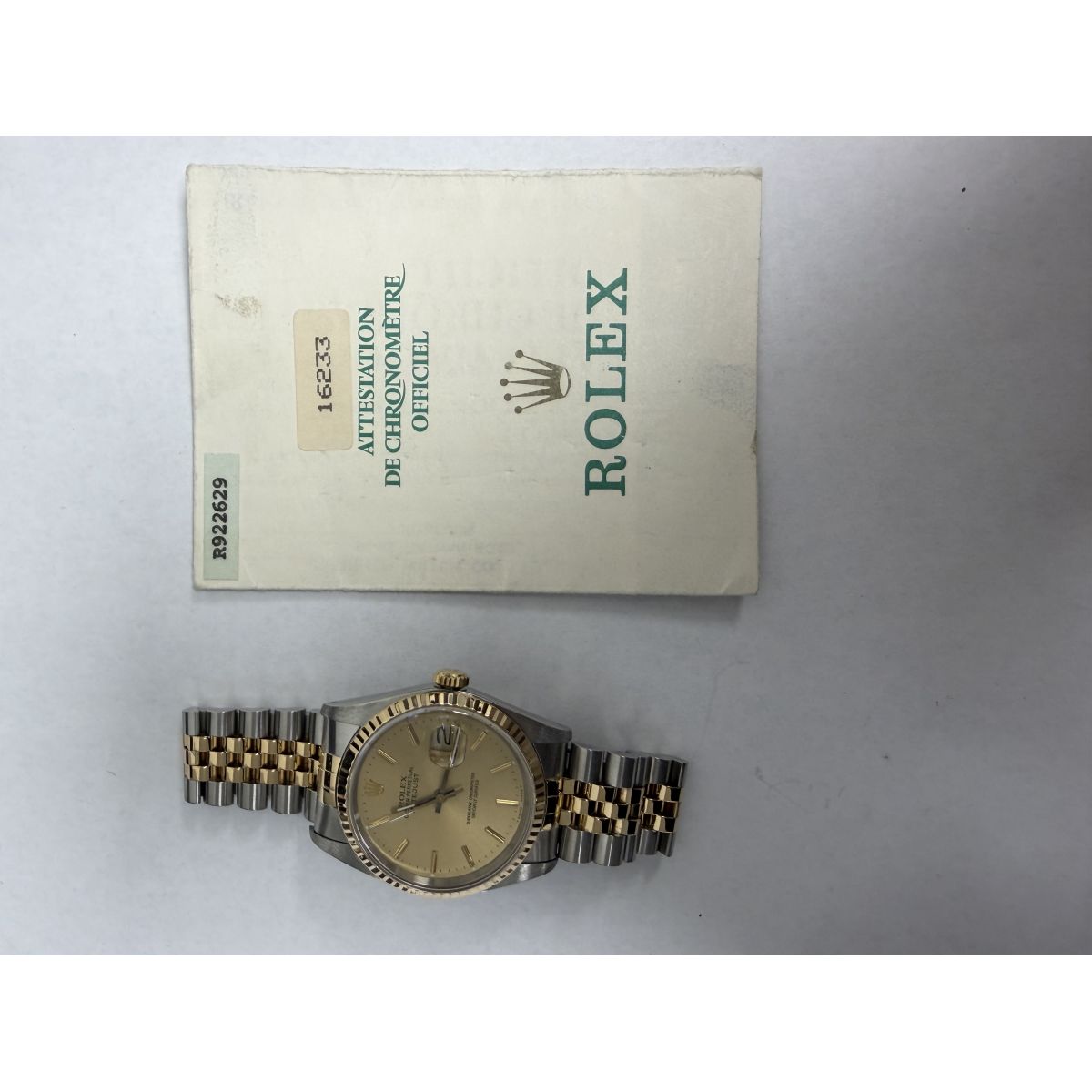 Rolex Datejust Gold Dial on Jubilee Ref. 16233 Papers 1989