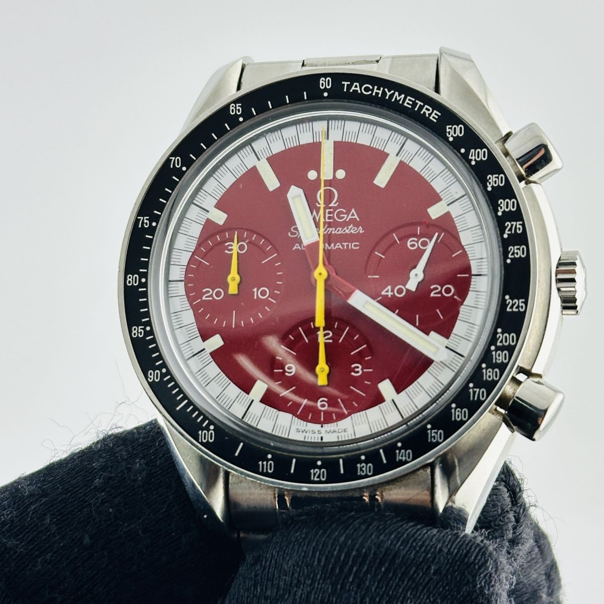Omega Speedmaster Red Red Arabic Dial on Stainless Steel Bracelet Ref. 3510.61 Card Open Date