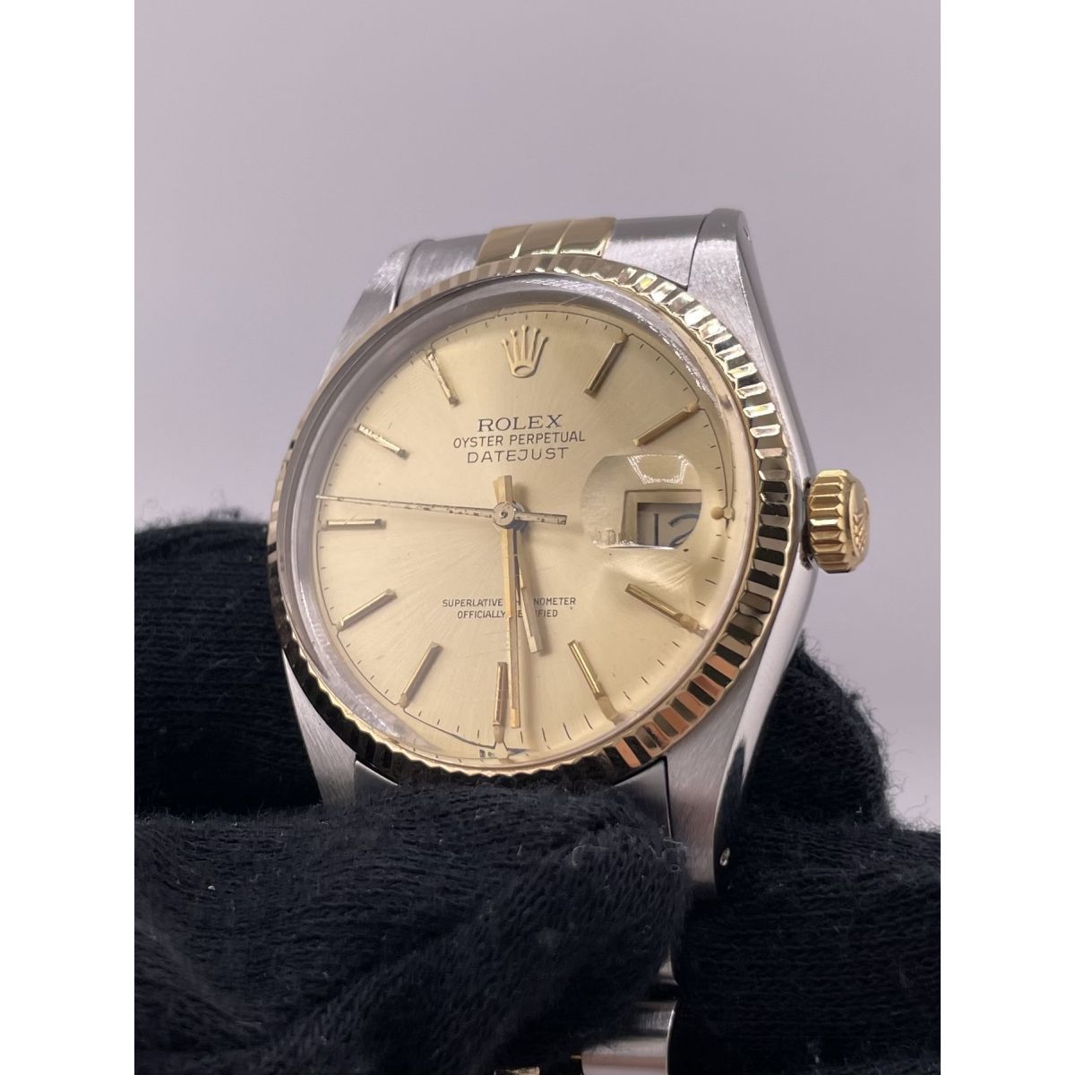Rolex Datejust Champagne Stick Dial on D Link Jubilee Bracelet Ref. 16013 1985