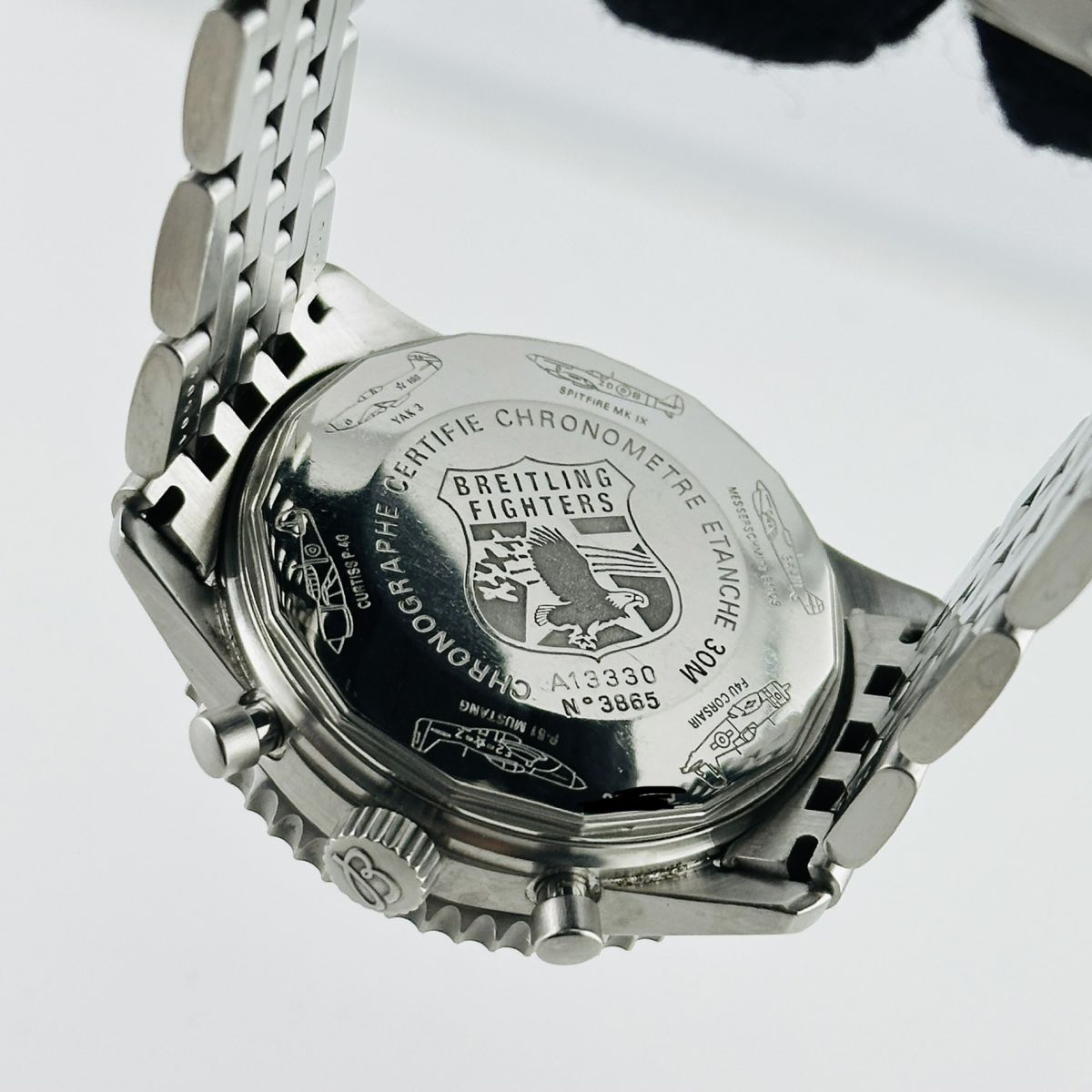 Breitling Navitimer Fighter Black Dial on Stainless Steel Bracelet Ref. A13330 Card 2001