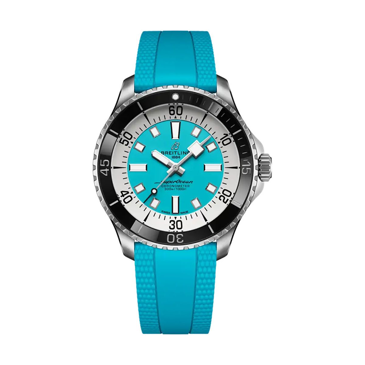 Breitling Superocean Automatic Turquoise Dial on Rubber Strap Ref. A17376211L2S2 Card 2026