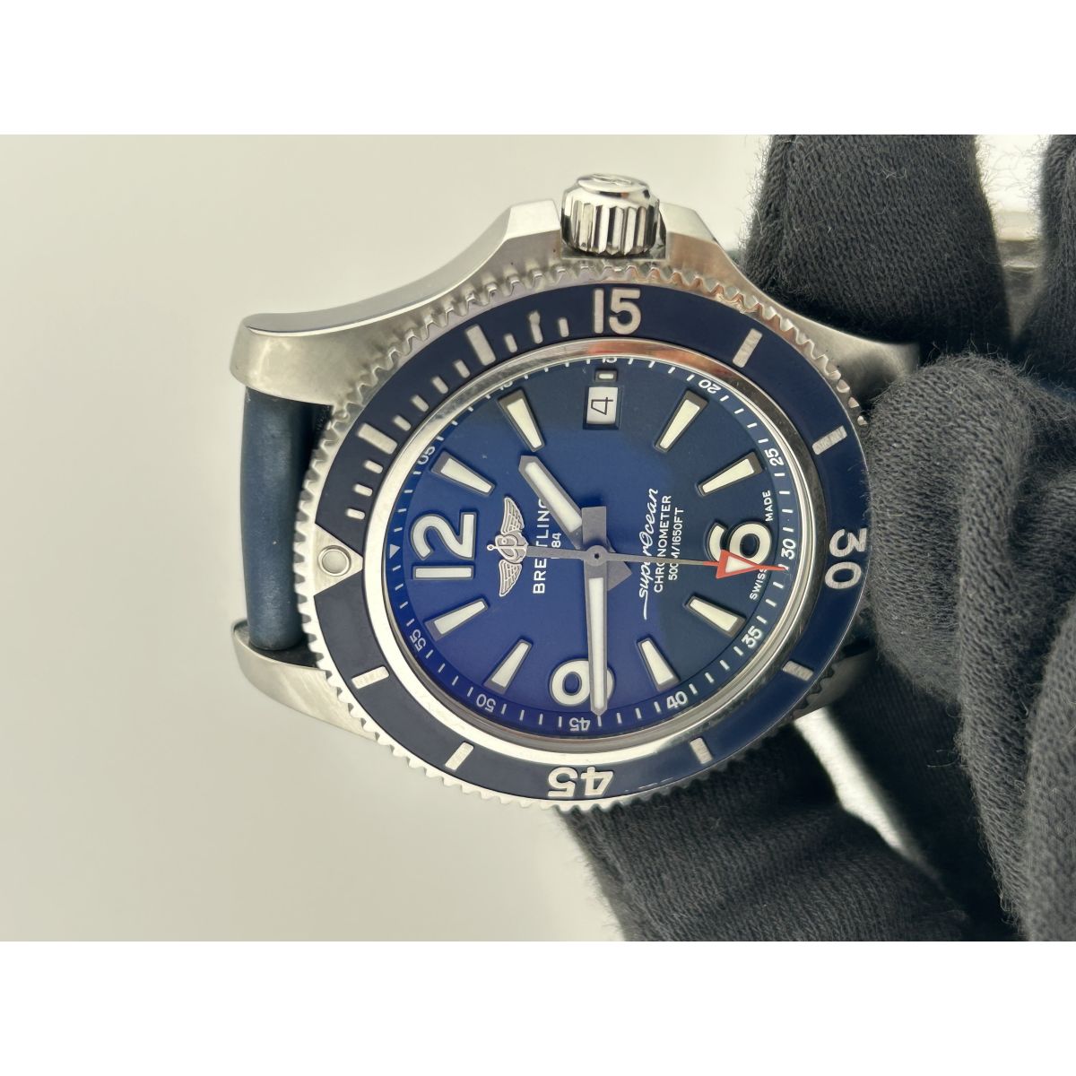 Breitling Superocean Automatic Blue Dial on Rubber & Steel Ref. A17366 Card Open Date