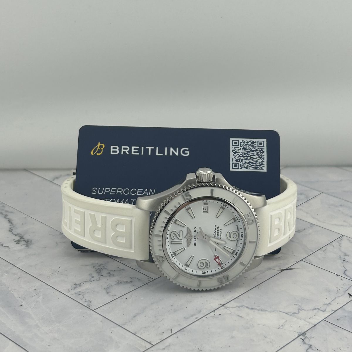 Breitling Superocean White Dial on Rubber Band Ref. A17366 Card