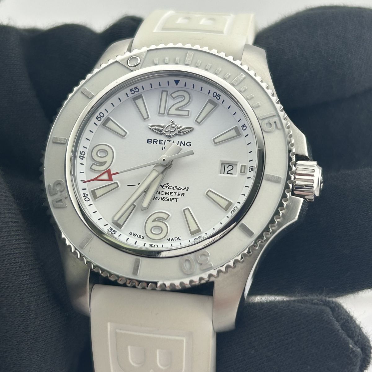 Breitling Superocean White Dial on Rubber Band Ref. A17366 Card