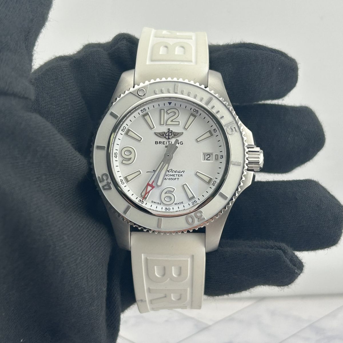 Breitling Superocean White Dial on Rubber Band Ref. A17366 Card