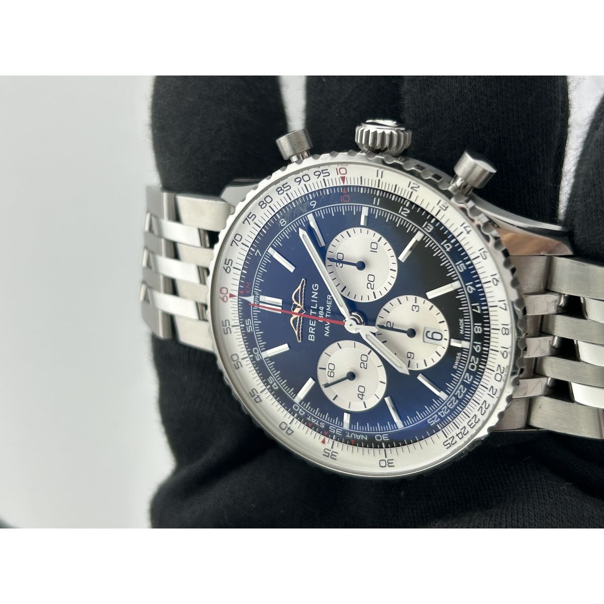 Breitling Navitimer B01 Chronograph Black Dial on Stainless Steel Bracelet Ref. AB0137211B1A1 Card 2024