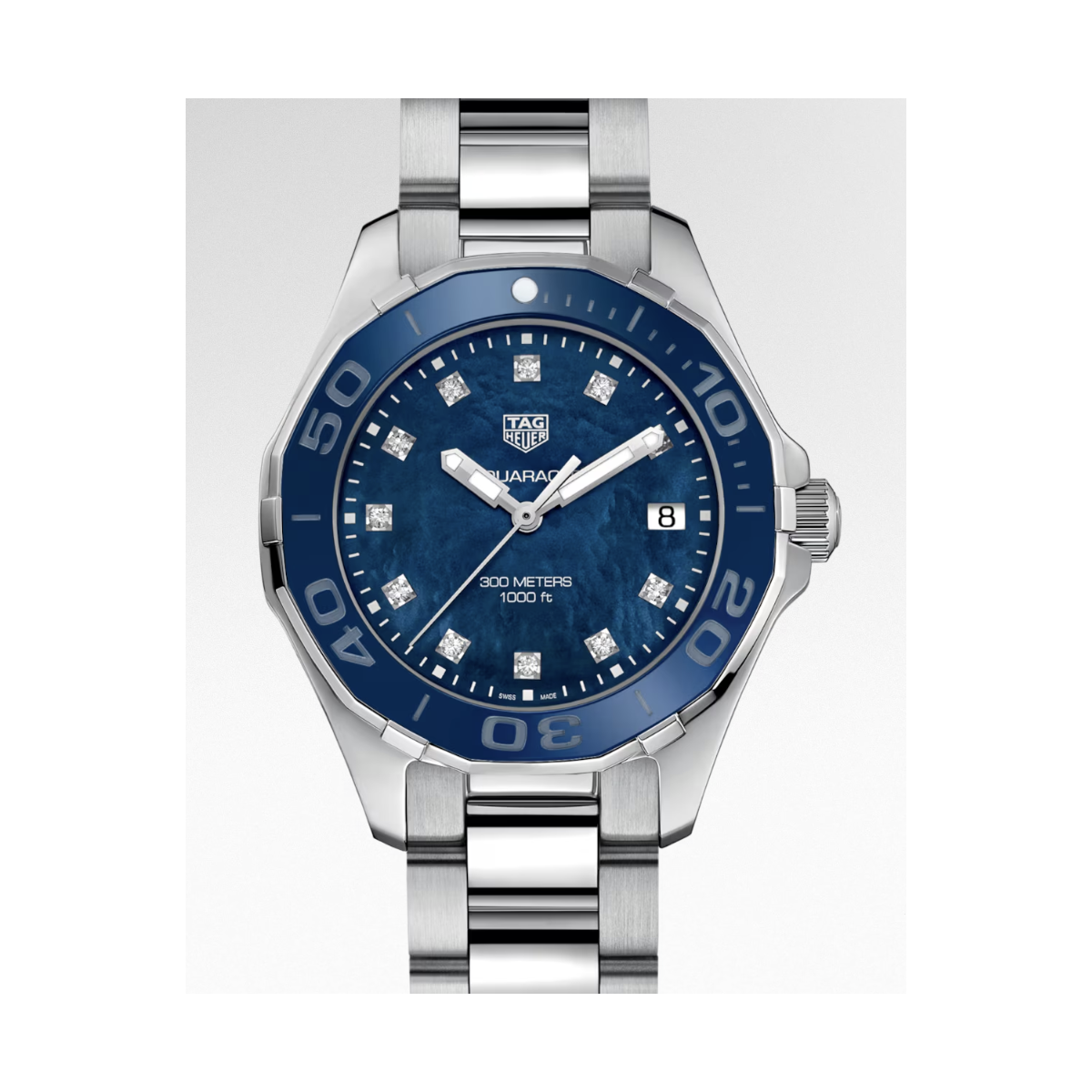 Tag Heuer Aquaracer Blue Mop Diamonds Dots 0.1 Ct Dial on Stainless Steel Ref. WAY131L.BA0748