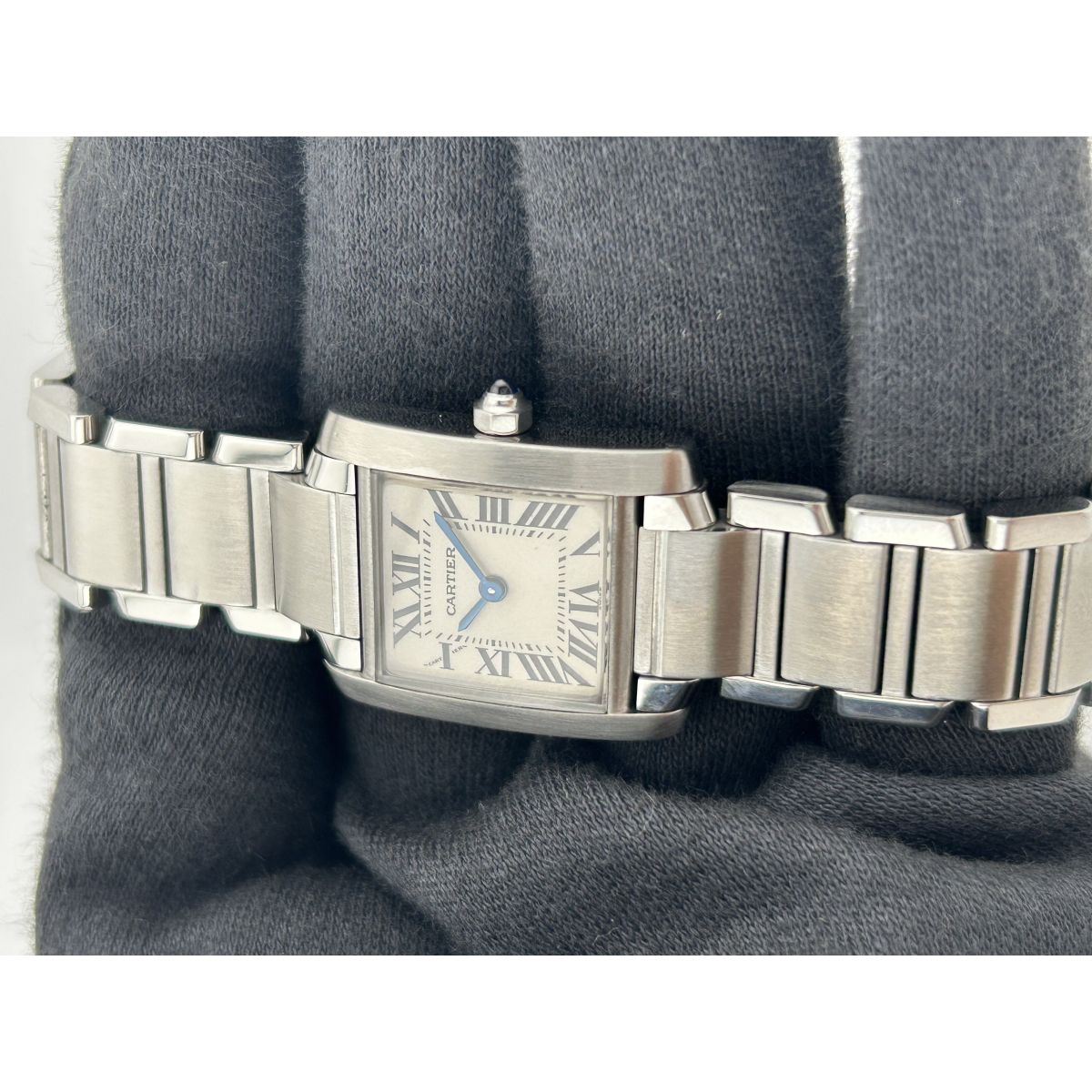 Cartier Tank Francaise small White Roman Dial on Stainless Steel Bracelet Ref. W51008Q3