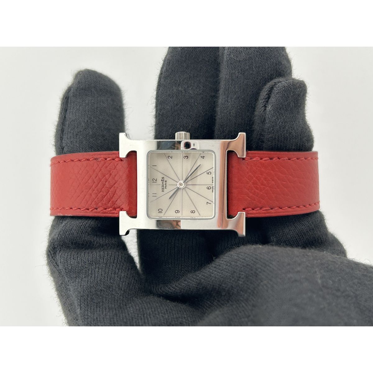 Hermes H Silver Arabic Dial on Leather Ref. HH1.201 Complete 2005